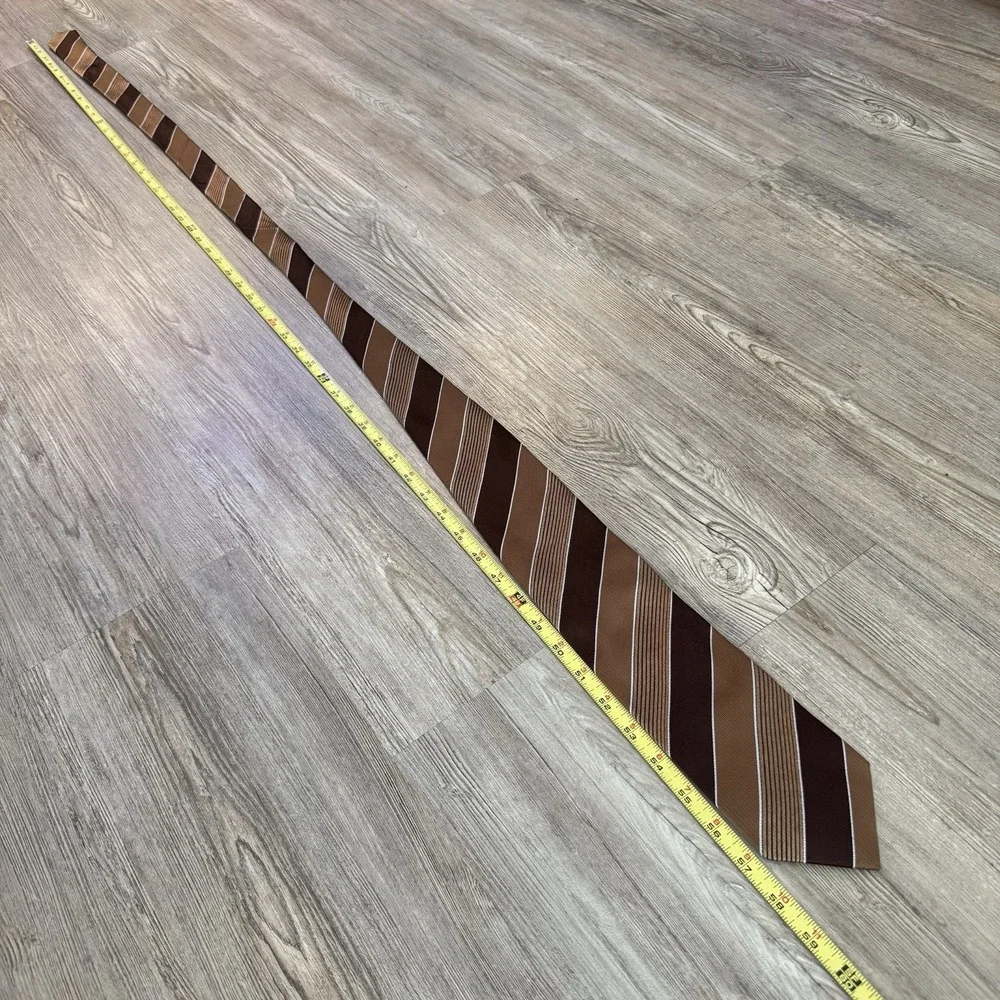 Ermenegildo Zegna Men's‎ 100% Silk Striped Brown Tie
